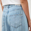 Jeans wide leg cropped taille bascul&eacute;e bleu ciel femme