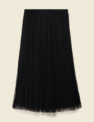 Jupe midi &eacute;vas&eacute;e tulle noir femme
