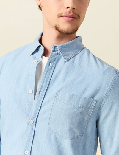 Chemise col classique manches longues bleu clair homme