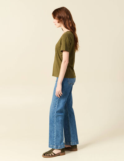 T-shirt manches courtes vert olive femme