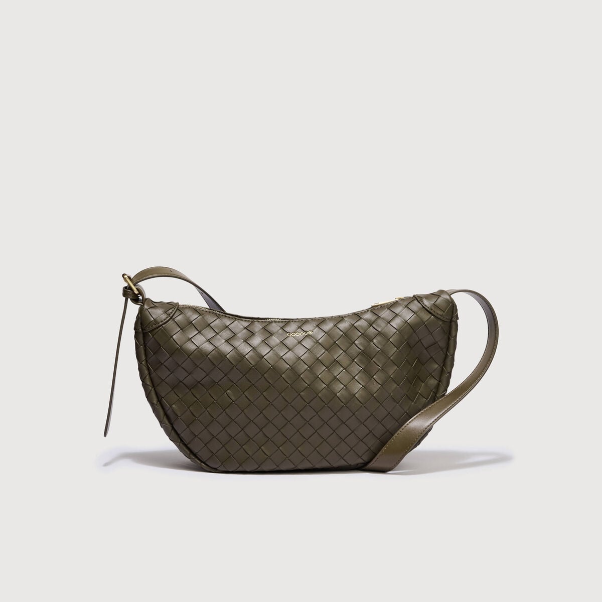 Sac bandouli&egrave;re tress&eacute; avec doublure vert olive femme
