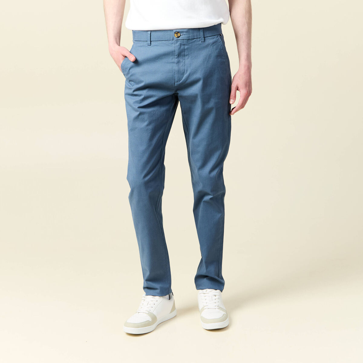 Pantalon chino slim bleu foncé homme