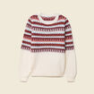 Pull manches longues col rond ecru femme