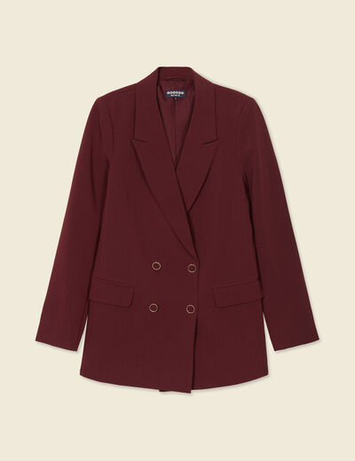 Veste blazer double boutonnage violet foncé femme