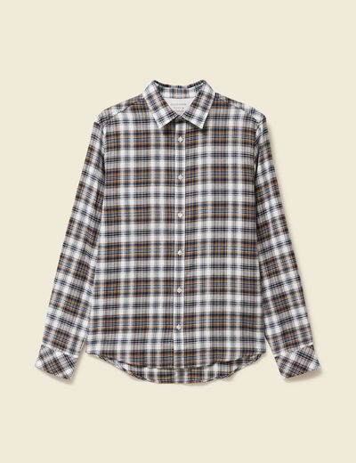 Chemise manches longues en coton vert kaki homme