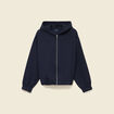 Sweat &agrave; capuche manches longues doubl&eacute; bleu marine femme