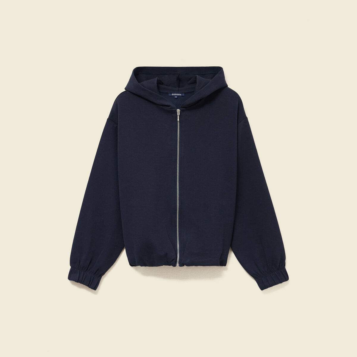 Sweat &agrave; capuche manches longues doubl&eacute; bleu marine femme