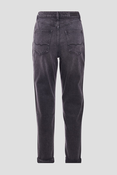 Jeans mom taille haute denim noir femme