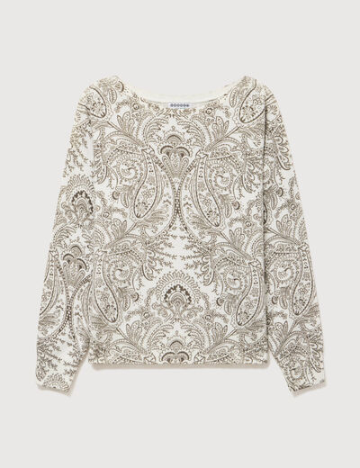 Pull manches longues col bateau vert kaki femme
