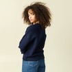 Pull col rond manches longues bleu marine femme