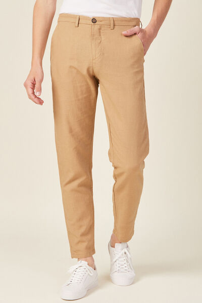 Pantalon slim éco-responsable beige homme
