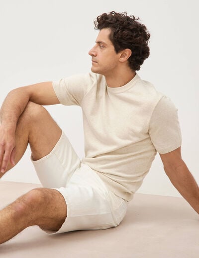 T-shirt col rond manches courtes ecru homme