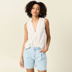 Blouse sans manches blanc femme