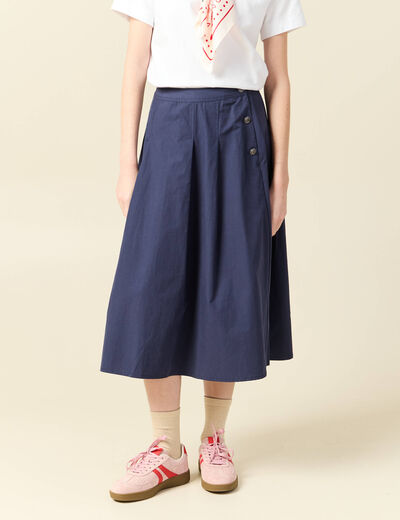 Jupe en coton bleu marine femme