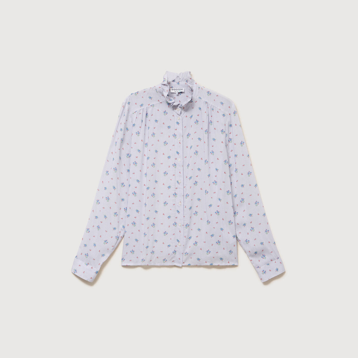 Chemise droite manches longues bleu ciel femme