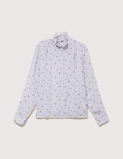 Chemise droite manches longues bleu ciel femme