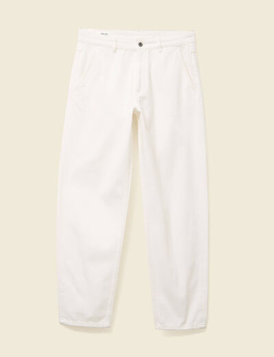Chino droit longueur 32 coton denim blanc homme