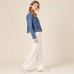 Veste ajust&eacute;e en jeans manches longues denim stone femme
