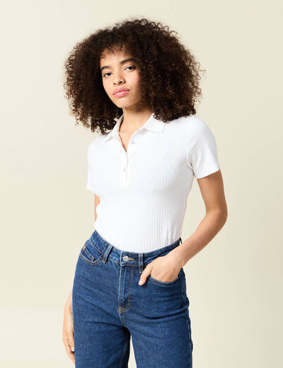 T-shirt cintré manches courtes blanc femme