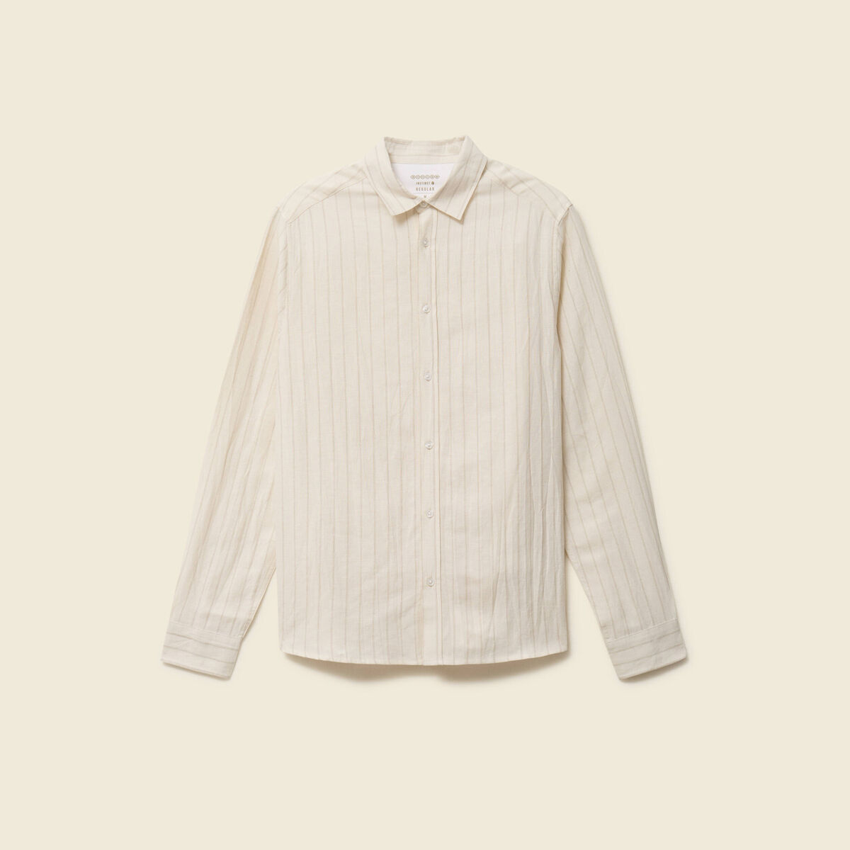 Chemise manches longues beige fonce homme