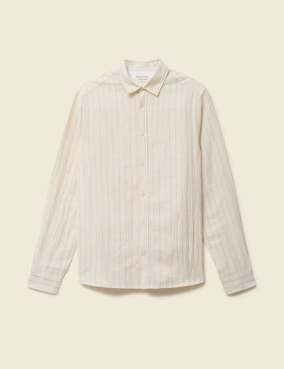 Chemise manches longues beige fonce homme