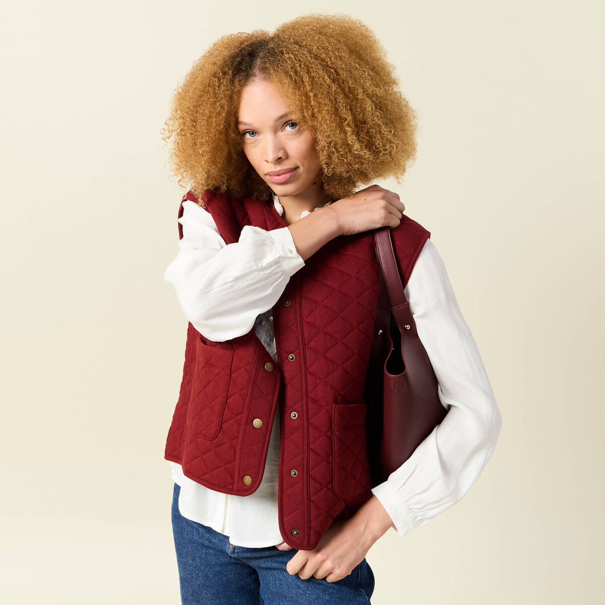 Gilet sans manches rouge foncé femme