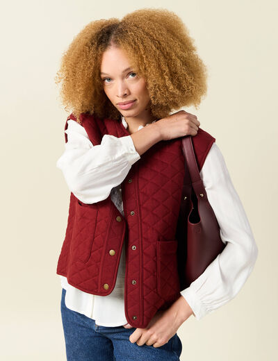 Gilet sans manches rouge foncé femme