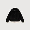 Manteau court oversize sherpa noir femme