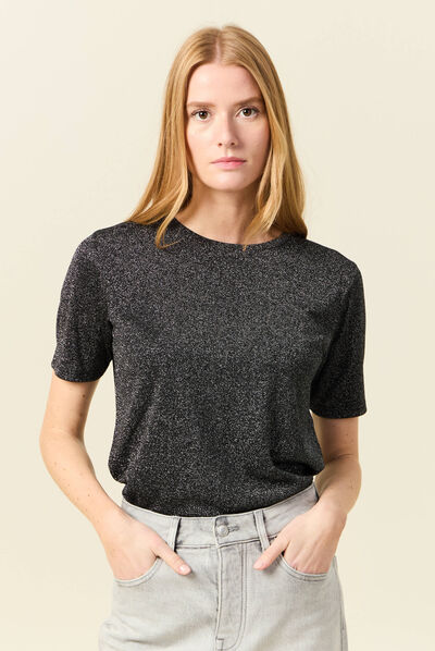 T-shirt manches courtes gris foncé femme