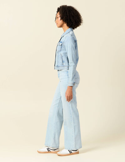 Blouson en jean denim bleach femme