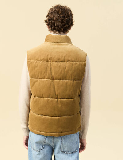 Doudoune droite courte sans manches camel homme