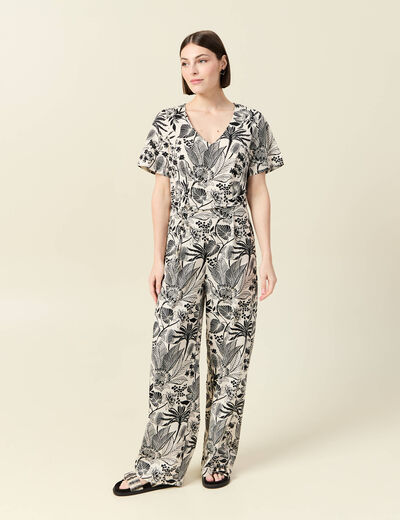 Combinaison coupe salopette blanc femme