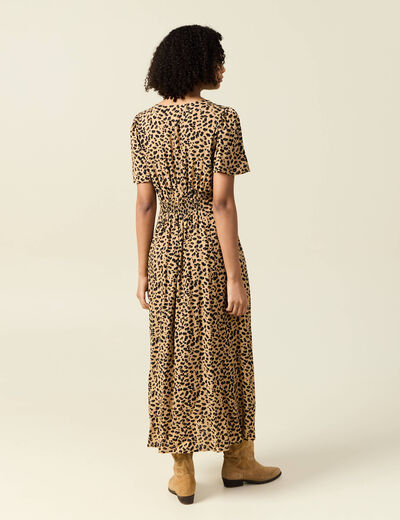 Robe longue éco-responsable marron clair femme
