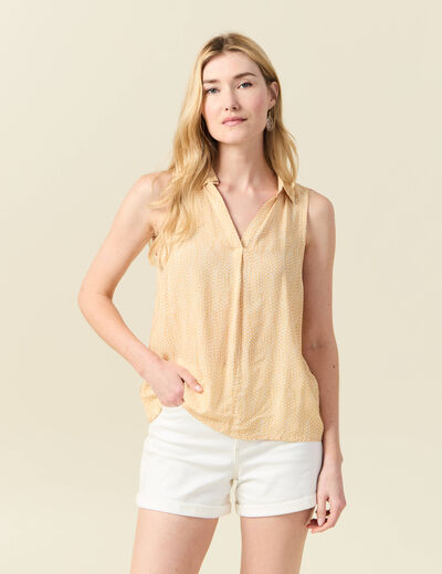 Blouse sans manches jaune paille femme