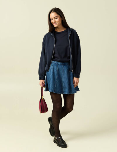 Mini-jupe en coton aspect jeans denim stone femme