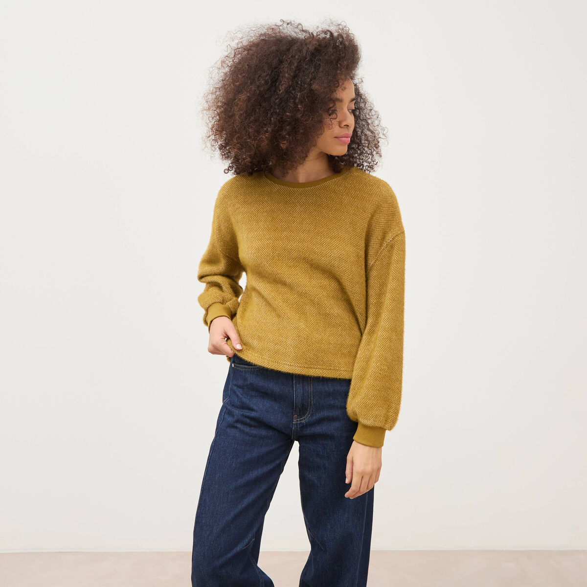 Sweat manches longues camel femme