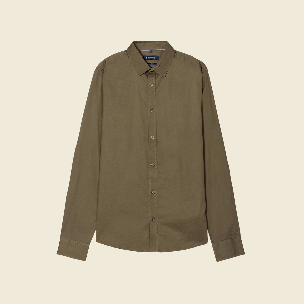 Chemise manches longues vert kaki homme