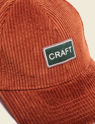 Casquette velours orange foncé homme