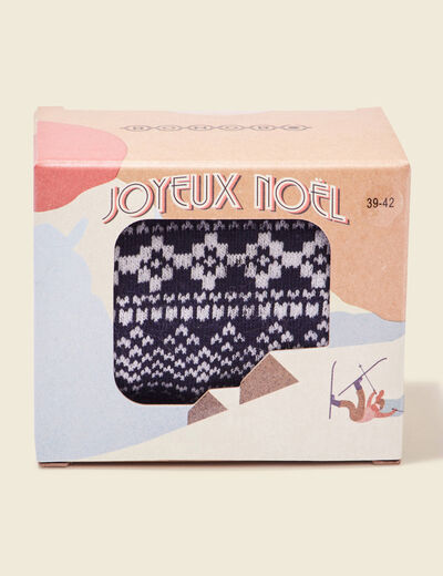 Chaussettes avec boîte bleu marine homme