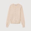 Gilet droit col rond manches longues creme femme