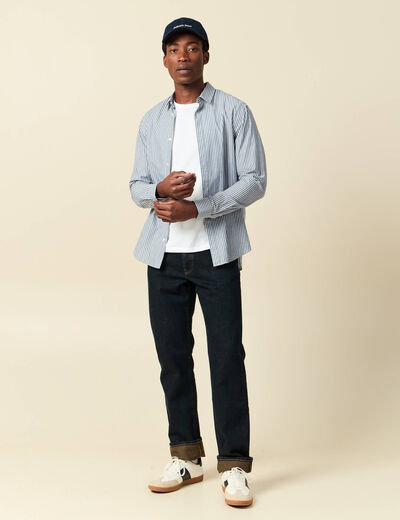 Jeans regular longueur 34 en coton denim brut rinse homme