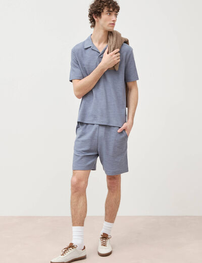 Short droit avec cordon bleu gris homme
