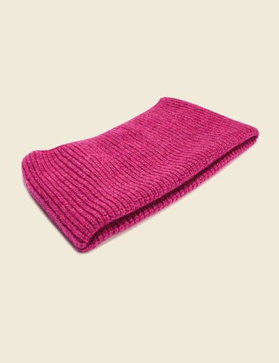 Snood tricoté fabriqué en France rose fushia femme