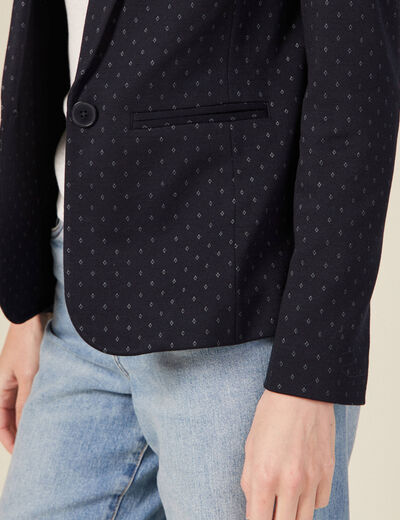 Veste blazer droite bleu foncé femme