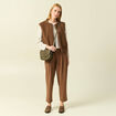 Pantalon slouchy taille haute 7/8&egrave;me marron femme