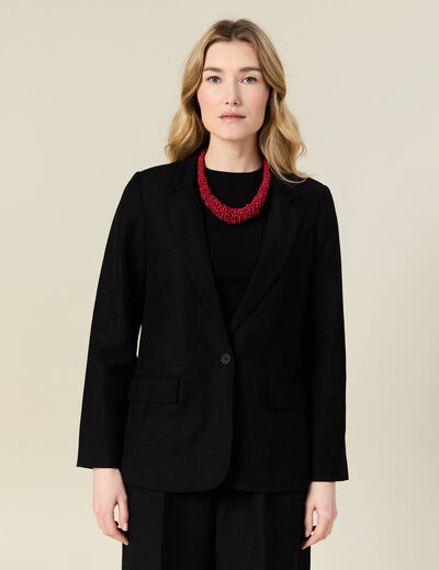 Veste blazer manches longues noir femme