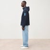 Blouson droit &agrave; capuche doubl&eacute; bleu marine homme