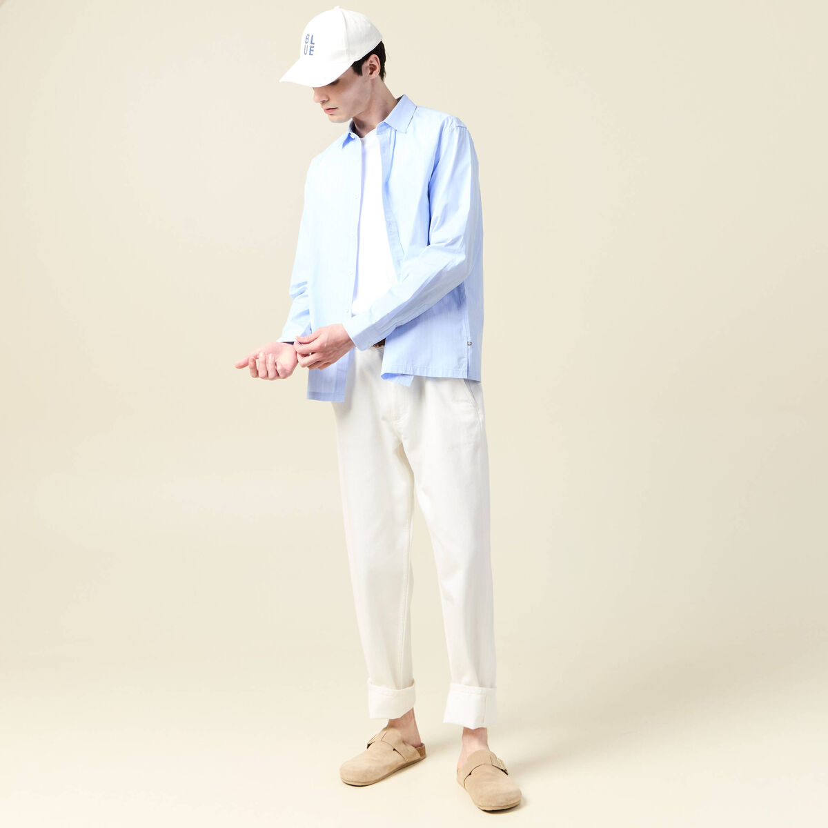 Chemise manches longues bleu ciel homme