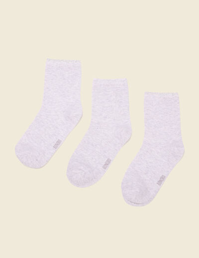 Lot 3 paires chaussettes gris clair femme