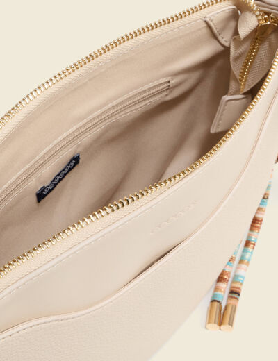 Sac demi-lune &agrave; bandouli&egrave;re ivoire femme